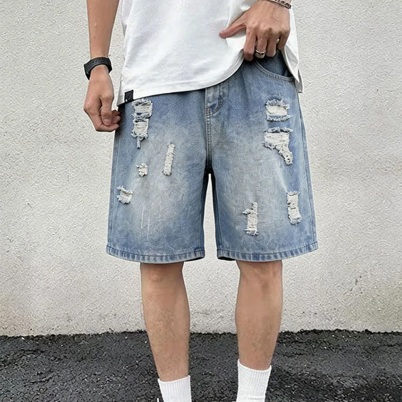 Men's Washed Ripped Denim Shorts American Summer Casual Fashion Retro Street Style Male 5XL Straight Leg Knee-Length Jeans
Men's Washed Ripped Denim Shorts American Summer Casual Fashion Retro Street Style Male 5XL Straight Leg Knee-Length Jeans