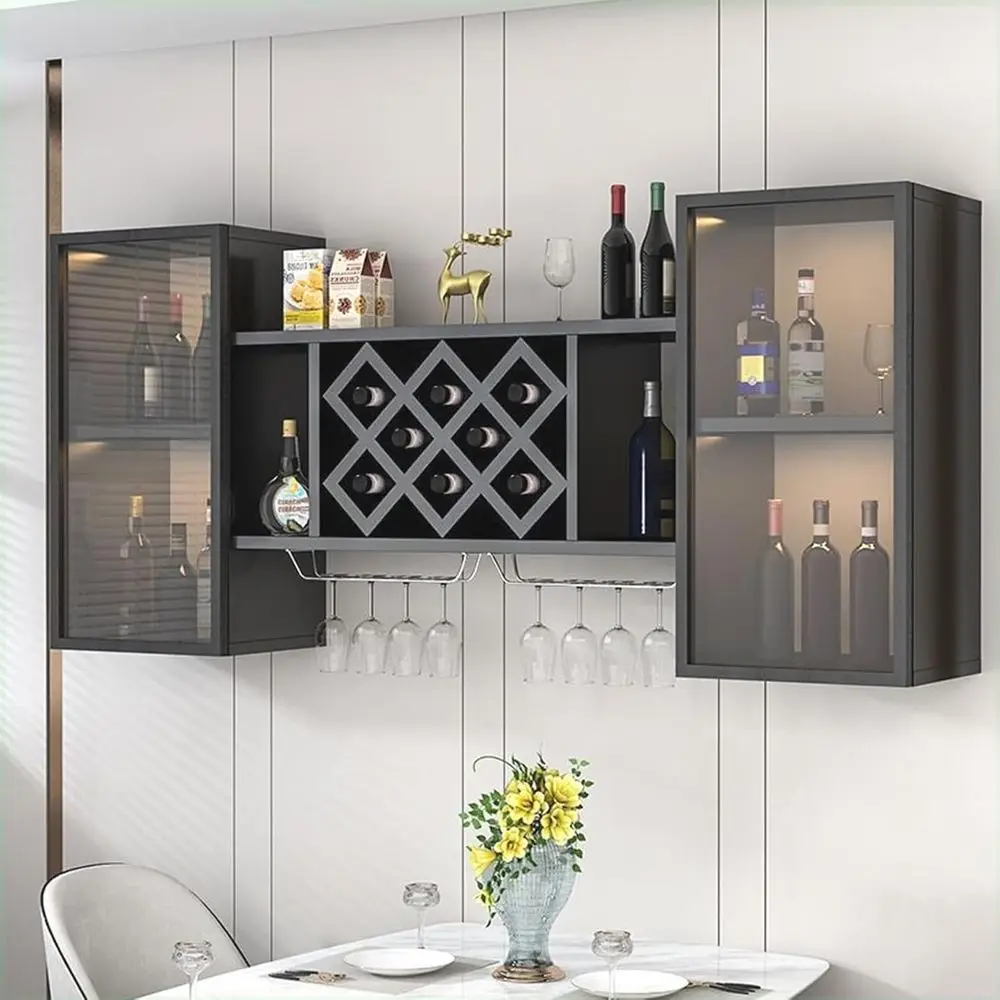 Illuminated Wall-Mounted Wine Glass Rack for Home Bar and Kitchen, 160cm Black
Illuminated Wall-Mounted Wine Glass Rack for Home Bar and Kitchen, 160cm Black
