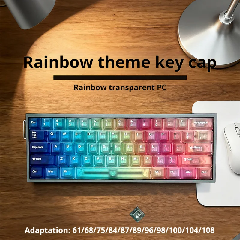 SPYSELF Радужная тема ПК прозрачный оригинальный заводской маленький полный набор колпачков для клавиатуры
SPYSELF Радужная тема ПК прозрачный оригинальный заводской маленький полный набор колпачков для клавиатуры