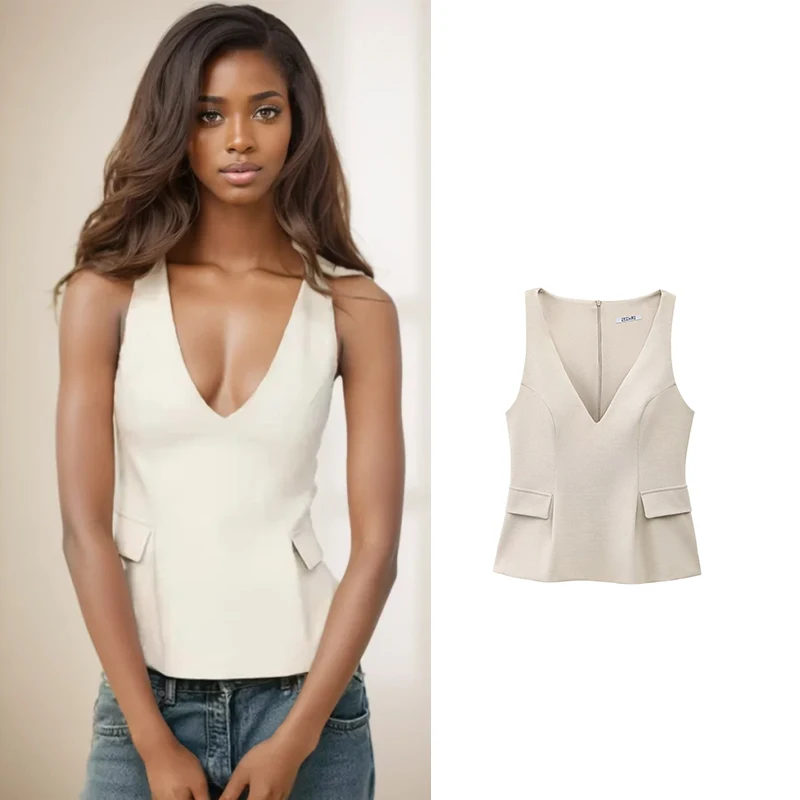 TRAF Women's 2025 New Tops Summer Street Fashion Slim V-neck Elegant Comfortable Holiday Tank Tops Young Student Tops
TRAF Women's 2025 New Tops Summer Street Fashion Slim V-neck Elegant Comfortable Holiday Tank Tops Young Student Tops