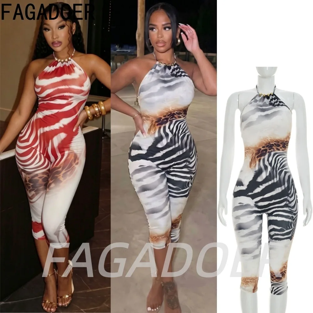 FAGADOER Sexy Zebra Pattern Bodycon Rompers Women Leopard Print Patchwork Lace-up Halter Jumpsuits Summer Street Hot Playsuits
FAGADOER Sexy Zebra Pattern Bodycon Rompers Women Leopard Print Patchwork Lace-up Halter Jumpsuits Summer Street Hot Playsuits