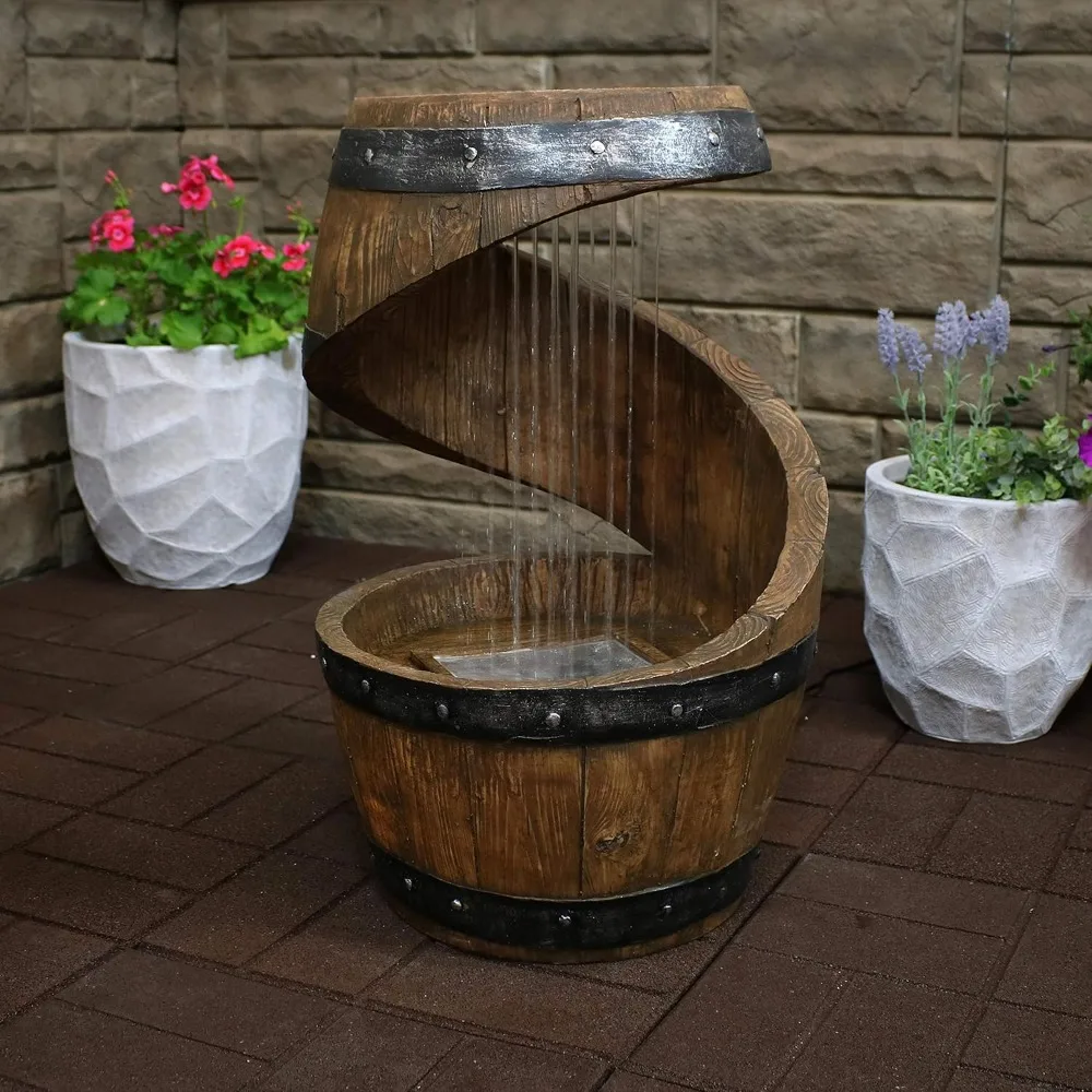 Spiraling Barrel 25-Inch Outdoor Water Fountain with LED Lights - Electric Submersible Pump with, Customized
Spiraling Barrel 25-Inch Outdoor Water Fountain with LED Lights - Electric Submersible Pump with, Customized