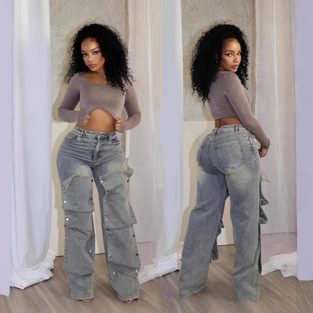 Women's Fashion Loose Removable Button Denim Pants High Waist Chic Streetwear 2025 Autumn New Jeans Vintage Y2K Female Trousers
Women's Fashion Loose Removable Button Denim Pants High Waist Chic Streetwear 2025 Autumn New Jeans Vintage Y2K Female Trousers
