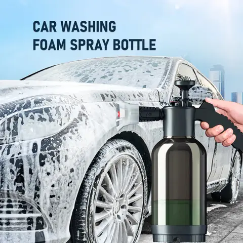 2L Hand Pump Foam Sprayer with 3 Types of Nozzle Hand Pneumatic Foam Cannon Snow Foam Car Wash Spray Bottle Car Window Cleaning