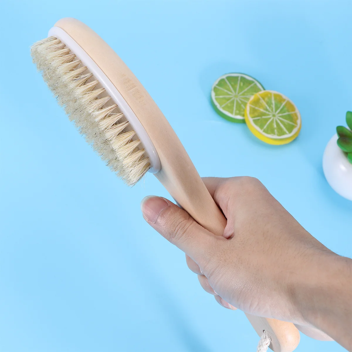 Bath Brush Natural Bristle Medium Stiffness Exfoliating Body Scrub Tool Curved Handle Brush For Skin Care
Bath Brush Natural Bristle Medium Stiffness Exfoliating Body Scrub Tool Curved Handle Brush For Skin Care