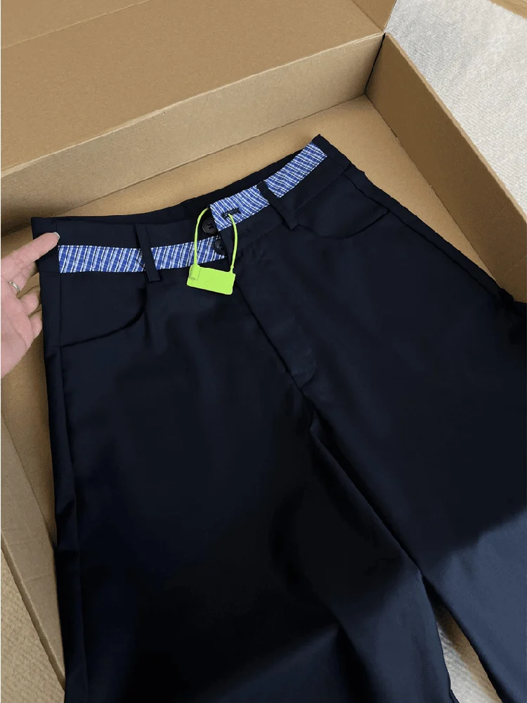 Модные синие клетчатые костюмные брюки, мужские повседневные прямые широкие брюки, длинные драпированные брюки высокого класса, ощущение работы, отдыха
Модные синие клетчатые костюмные брюки, мужские повседневные прямые широкие брюки, длинные драпированные брюки высокого класса, ощущение работы, отдыха