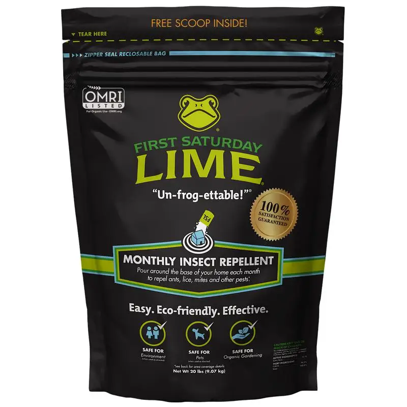First Saturday Lime Insect Repellent - 20 LB Bag - Multi-Purpose Insect Control for Gardens, Homes, and Barns
First Saturday Lime Insect Repellent - 20 LB Bag - Multi-Purpose Insect Control for Gardens, Homes, and Barns