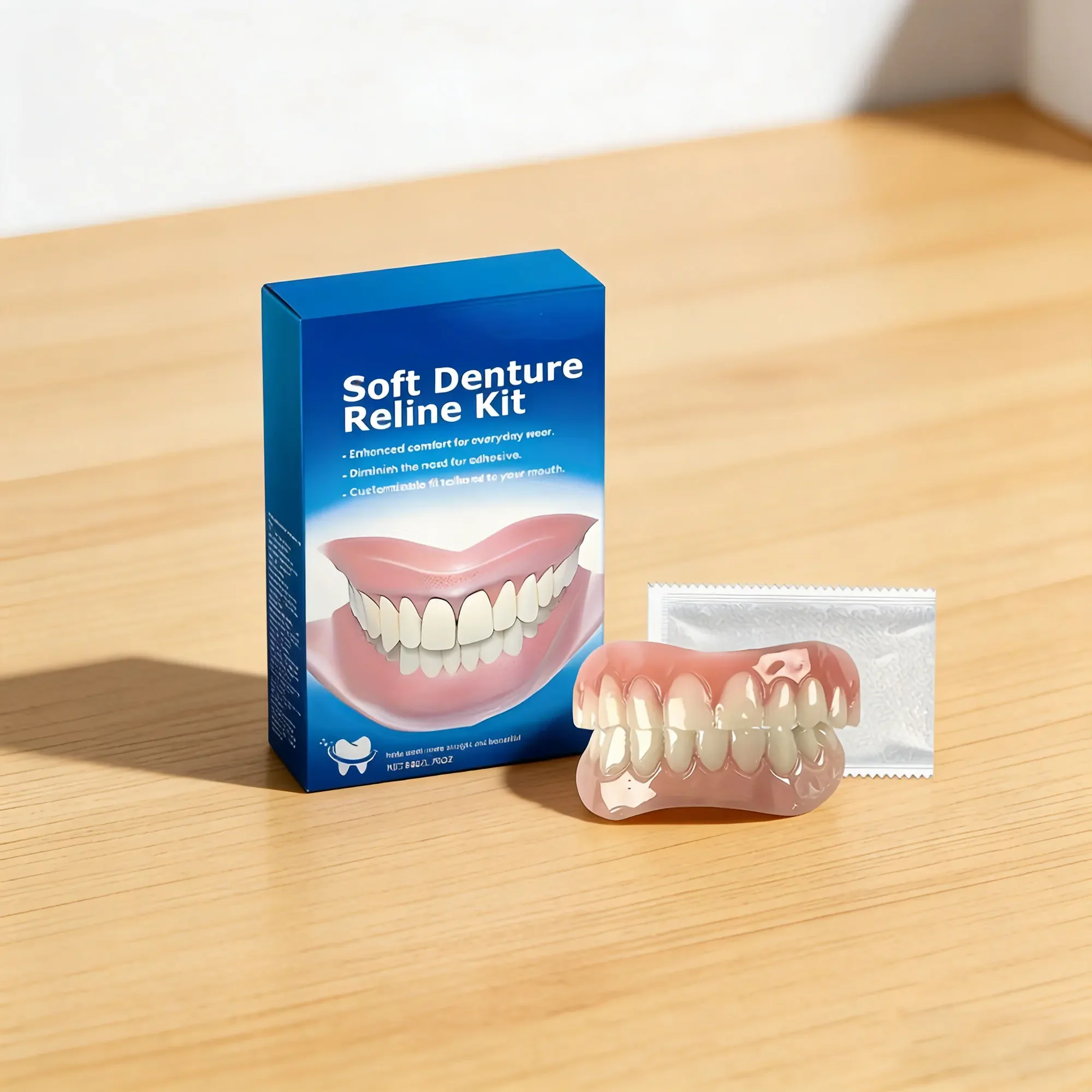 Adjustable shiny white denture kit, natural bright smile veneers, soft and skin-friendly material, perfectly fits most H2931-11
Adjustable shiny white denture kit, natural bright smile veneers, soft and skin-friendly material, perfectly fits most H2931-11