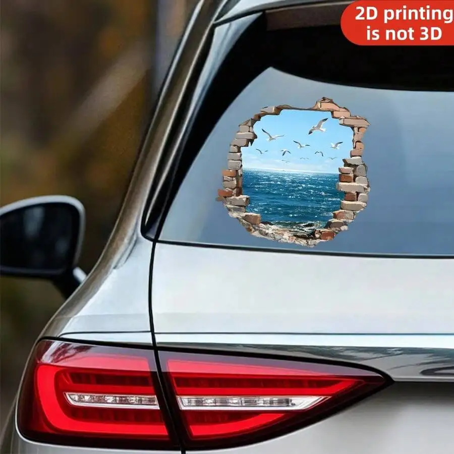 Ocean View Through Broken Wall Car Window Sticker Vinyl Decal With Flying Birds
Ocean View Through Broken Wall Car Window Sticker Vinyl Decal With Flying Birds