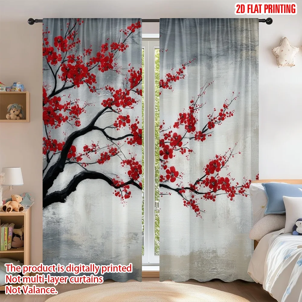 2D flat printing 2pcs Curtain Scene Curtains Spring Red Blossom Branch Digital Printed Polyester Drapes Family Party Decoration
2D flat printing 2pcs Curtain Scene Curtains Spring Red Blossom Branch Digital Printed Polyester Drapes Family Party Decoration