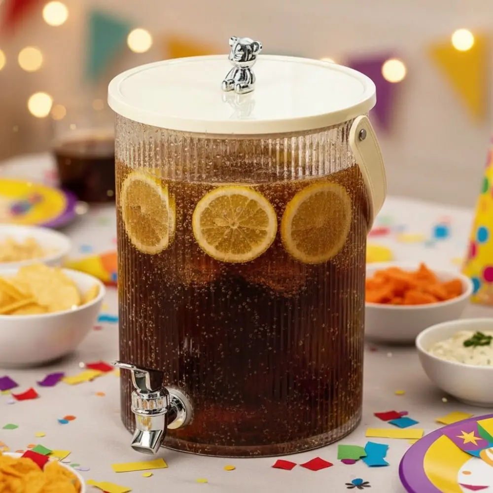 3.5/5 L Drink Dispenser with Faucet Bear Grips Faux Leather Handle Fruit Tea Bucket Striped Transparent Party Juice Jug
3.5/5 L Drink Dispenser with Faucet Bear Grips Faux Leather Handle Fruit Tea Bucket Striped Transparent Party Juice Jug