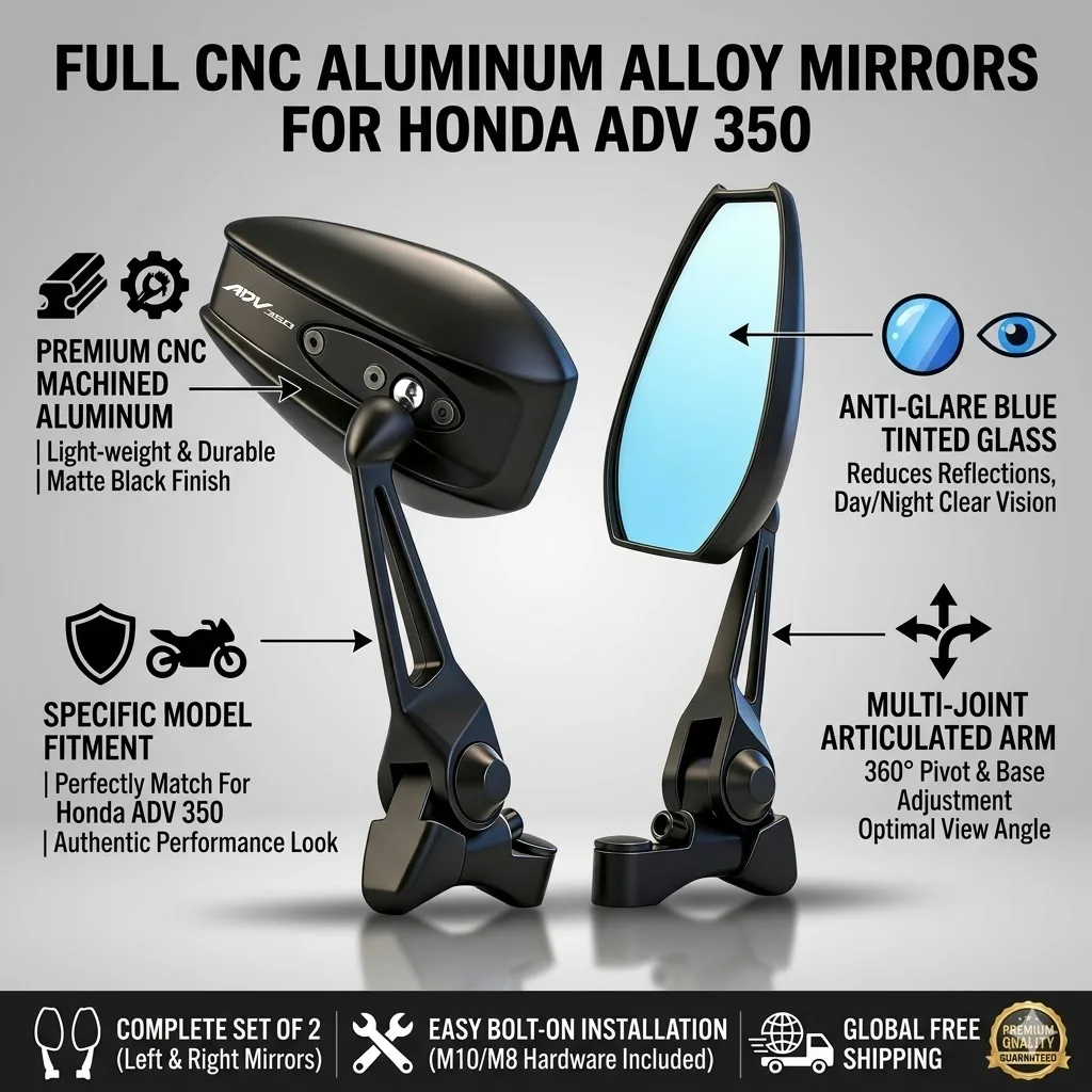 Universal CNC Aluminum Motorcycle Rearview Mirrors, Anti-glare Mirror For Honda ADV150 ADV160 ADV350 ADV 150 160
Universal CNC Aluminum Motorcycle Rearview Mirrors, Anti-glare Mirror For Honda ADV150 ADV160 ADV350 ADV 150 160