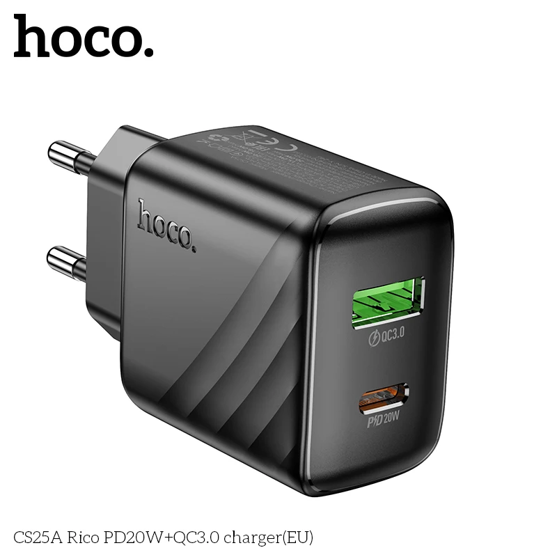 HOCO CS25A Dual Ports PD20W+QC3.0 Fast Charger Adapter For Iphone 14/15/16 Pro Max Type-C USB C Travel Wall Portable Chargers EU
HOCO CS25A Dual Ports PD20W+QC3.0 Fast Charger Adapter For Iphone 14/15/16 Pro Max Type-C USB C Travel Wall Portable Chargers EU