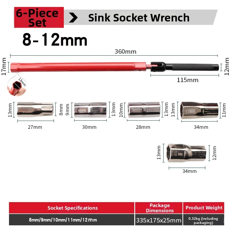 Home Kitchen Bathroom Sink Wrench Faucet Valves Installation And Disassemble Wrench Set Water Pipe Spanner Wrench Socket Kit
Home Kitchen Bathroom Sink Wrench Faucet Valves Installation And Disassemble Wrench Set Water Pipe Spanner Wrench Socket Kit