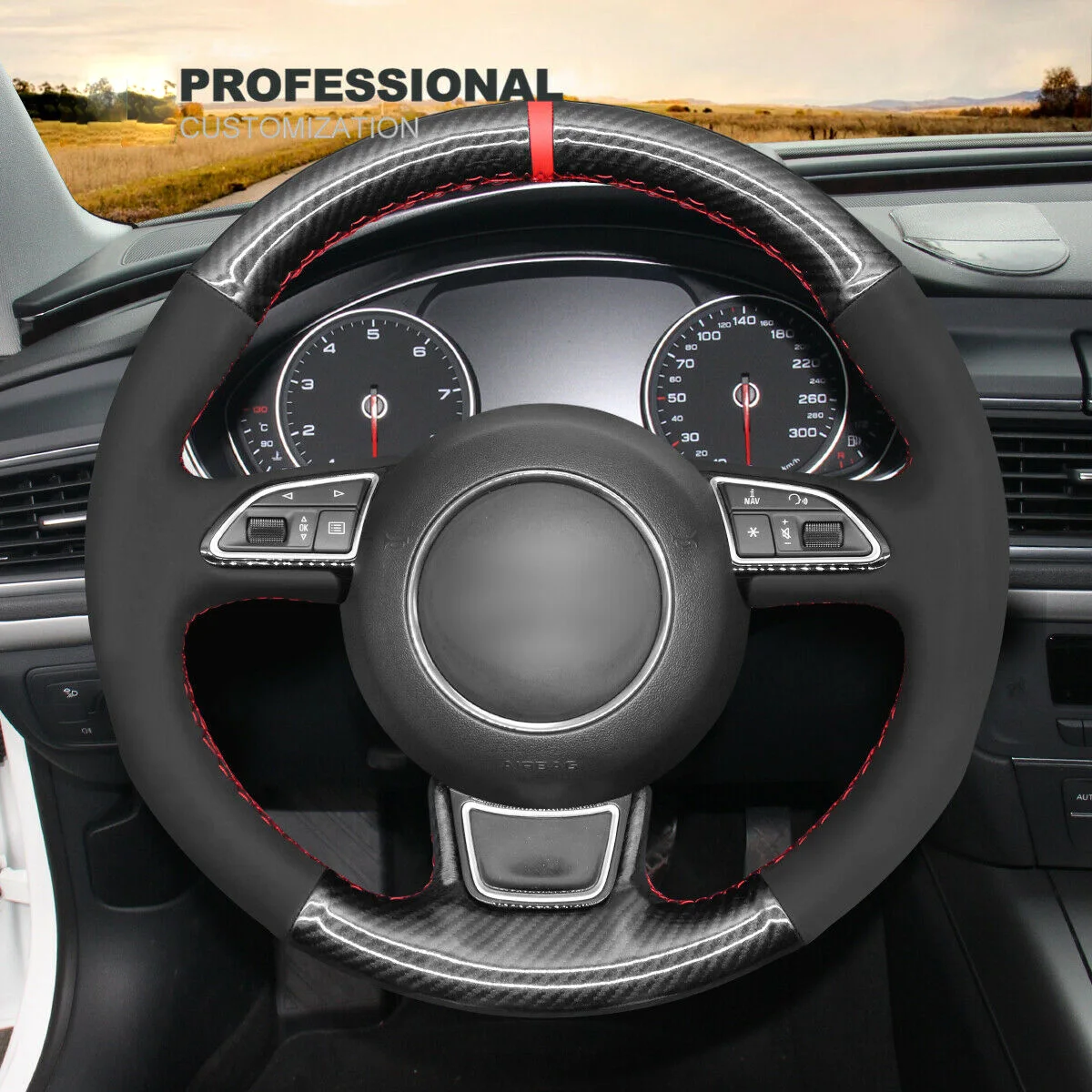 DIY Hand Stitch PU Carbon Fiber Black Suede Car Steering Wheel Cover Wrap For Audi A1 A3 A5 A7 Car Accessories
DIY Hand Stitch PU Carbon Fiber Black Suede Car Steering Wheel Cover Wrap For Audi A1 A3 A5 A7 Car Accessories
