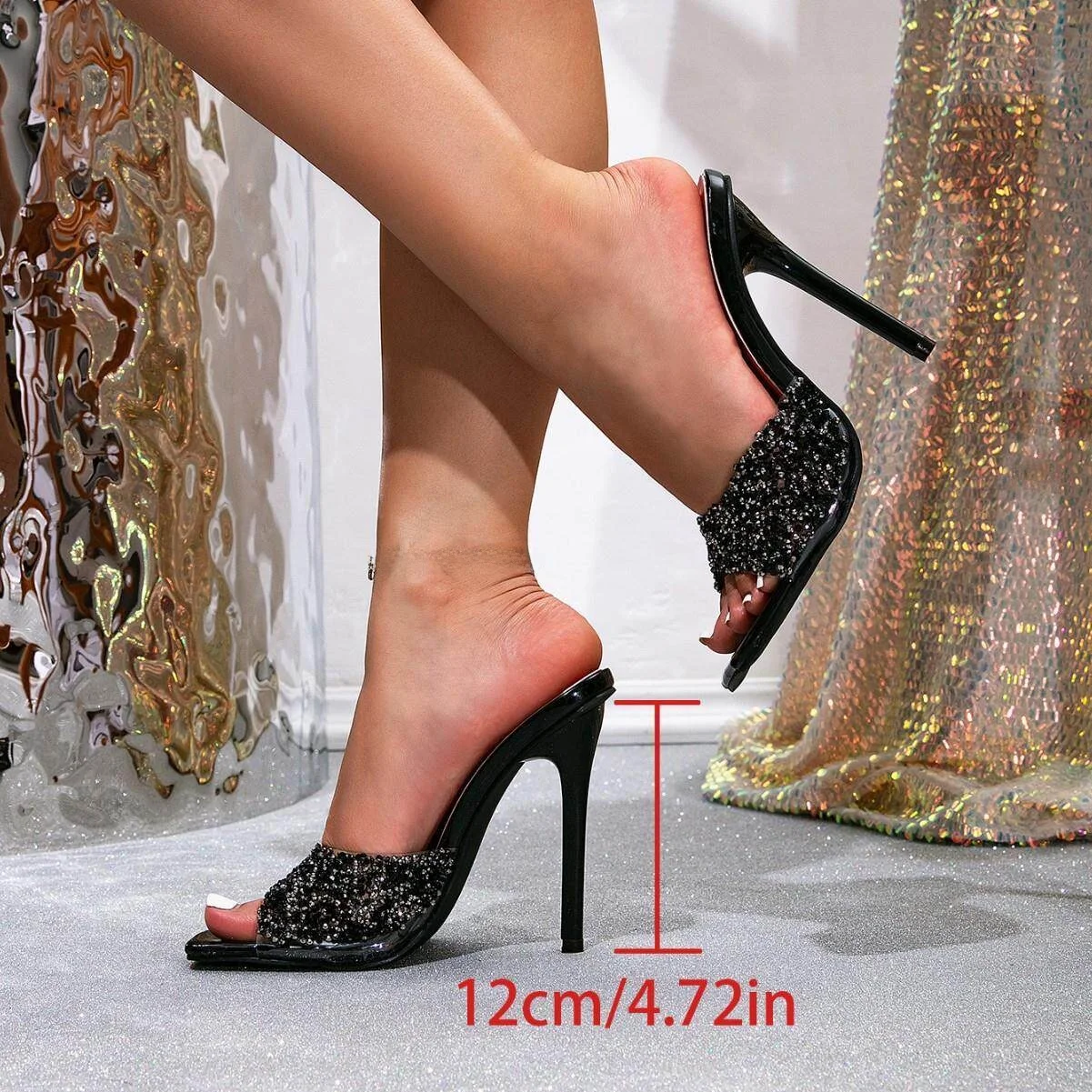 Fashionable Sequin High Heel Sandals Women's Open Toe Wedge Slippers Autumn Season China Made Seven Sleeve Arm Length
Fashionable Sequin High Heel Sandals Women's Open Toe Wedge Slippers Autumn Season China Made Seven Sleeve Arm Length