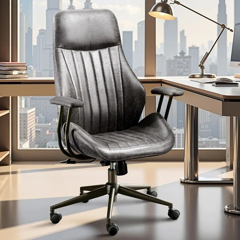 Ergonomic High-Back Swivel Office Chair with Adjustable Height and Removable Armrests, Suitable for Home or Work, Gray Suede
Ergonomic High-Back Swivel Office Chair with Adjustable Height and Removable Armrests, Suitable for Home or Work, Gray Suede