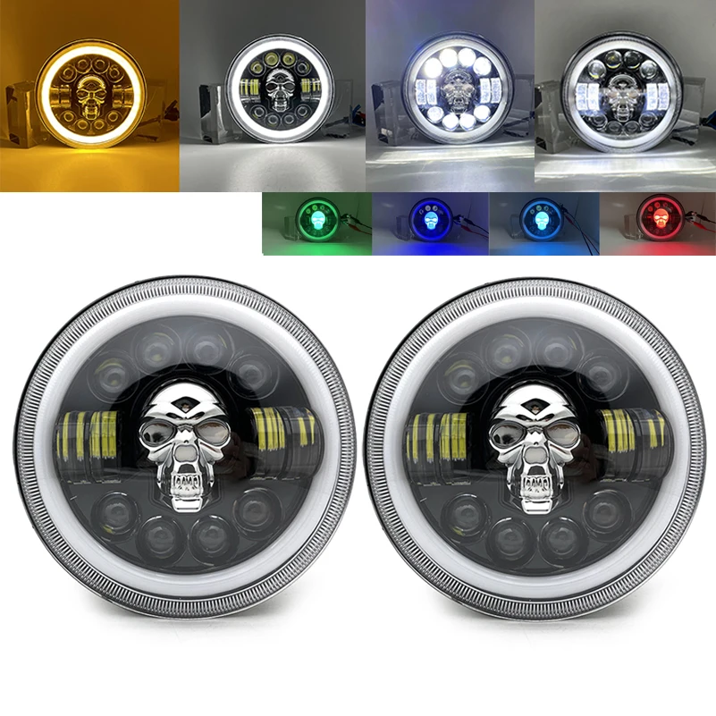 7Inch HeadLight Motorcycle LED Running Lamp Skull Angel Eyes Halo DRL Hi/Lo Beam For Jeep Wrangler Lada 4x4 Niva OffRoad.
7Inch HeadLight Motorcycle LED Running Lamp Skull Angel Eyes Halo DRL Hi/Lo Beam For Jeep Wrangler Lada 4x4 Niva OffRoad.