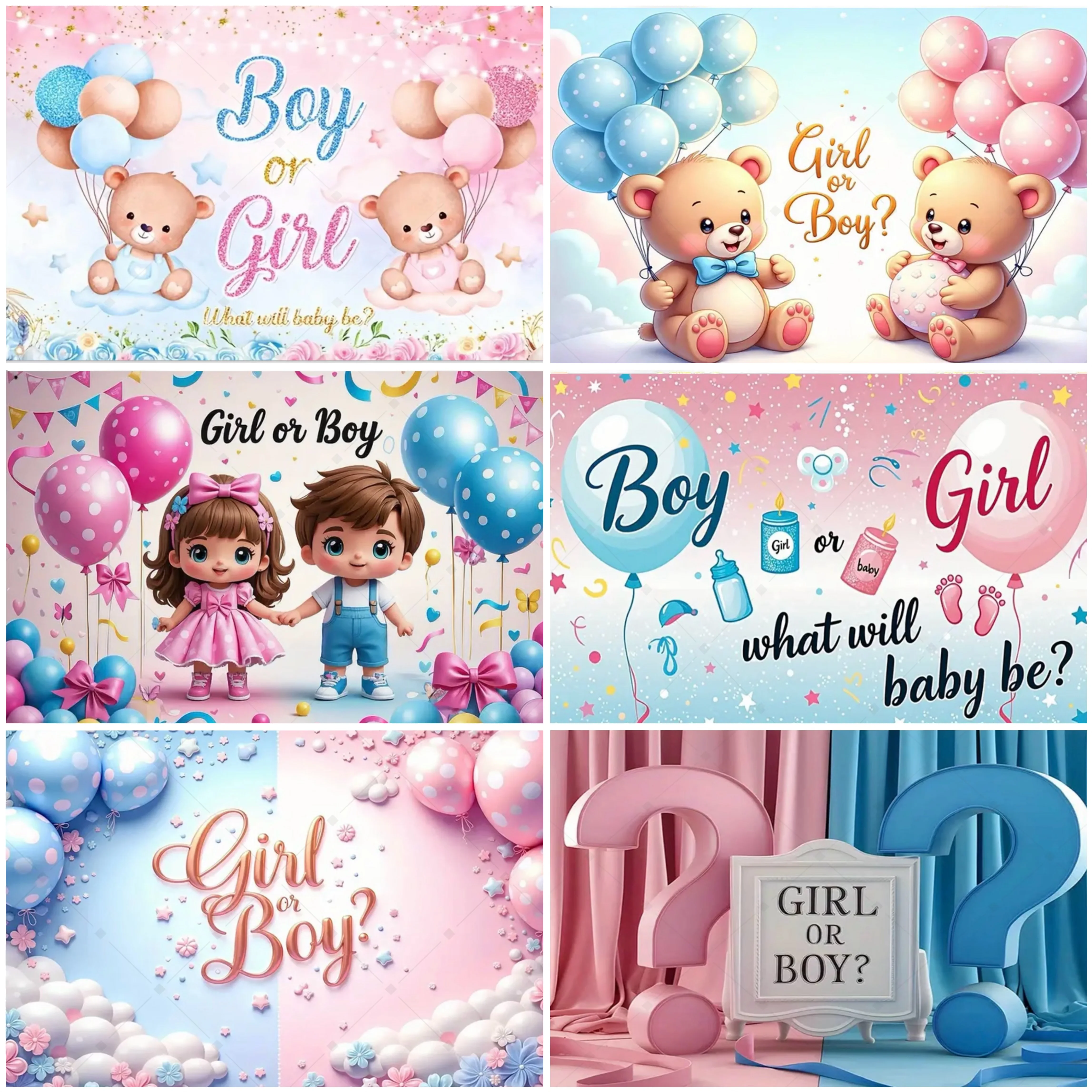 Gender Reveal Party Decorations Backdrop Bear Balloon Cloud Boy or Girl Reveal Theme Children's Party Supplies Decoration Banner
Gender Reveal Party Decorations Backdrop Bear Balloon Cloud Boy or Girl Reveal Theme Children's Party Supplies Decoration Banner
