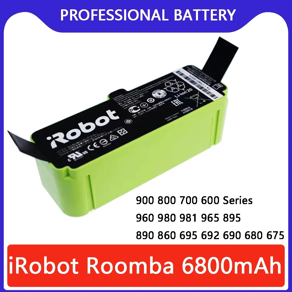 Литий-ионный аккумулятор 14,4 В, 12800 мАч для iRobot Roomba Cleaner 900 800 700 600 Series 960 980 981 965 895 890 860 695 692 690 680 675
Литий-ионный аккумулятор 14,4 В, 12800 мАч для iRobot Roomba Cleaner 900 800 700 600 Series 960 980 981 965 895 890 860 695 692 690 680 675