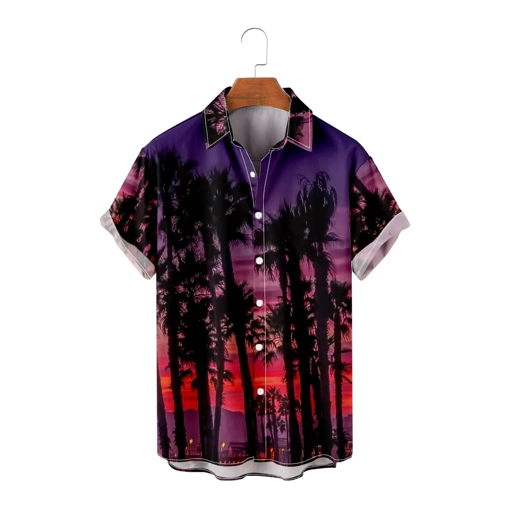 2022 new men's casual breathable short sleeve top fashion Lapel men's shirt Hawaii with beach sunset coconut tree
2022 new men's casual breathable short sleeve top fashion Lapel men's shirt Hawaii with beach sunset coconut tree