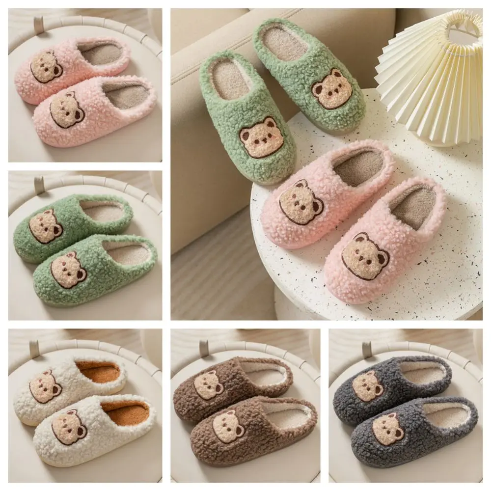 Fashion Cute Plush Bear Slippers Warm Soft Bottom Male Female Slides Thick Sole Non-Slip Home Shoes Indoor
Fashion Cute Plush Bear Slippers Warm Soft Bottom Male Female Slides Thick Sole Non-Slip Home Shoes Indoor
