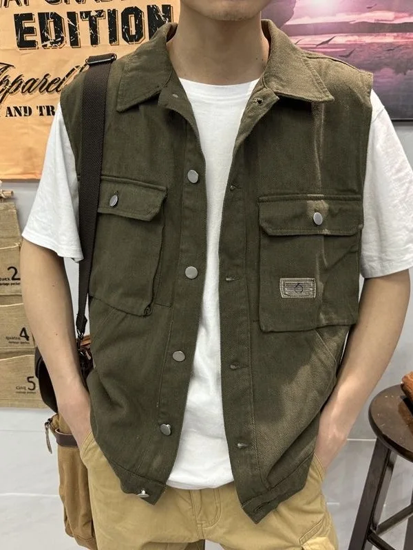 Summer American Workwear Denim Vest Men's Stylish Trendy Loose Outdoor Shoulder Backless Casual Dopaamine Jacket
Summer American Workwear Denim Vest Men's Stylish Trendy Loose Outdoor Shoulder Backless Casual Dopaamine Jacket