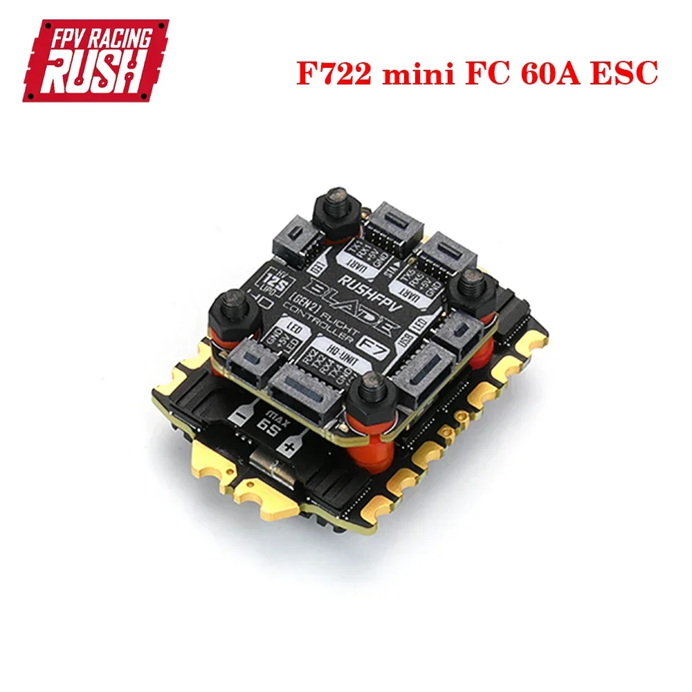 Мини-контроллер полета RUSHFPV RUSH BLADE F722 аналоговый/цифровой с AM32 4в1 60A ESC Stack 20x20 мм для гоночного дрона RC FPV
Мини-контроллер полета RUSHFPV RUSH BLADE F722 аналоговый/цифровой с AM32 4в1 60A ESC Stack 20x20 мм для гоночного дрона RC FPV