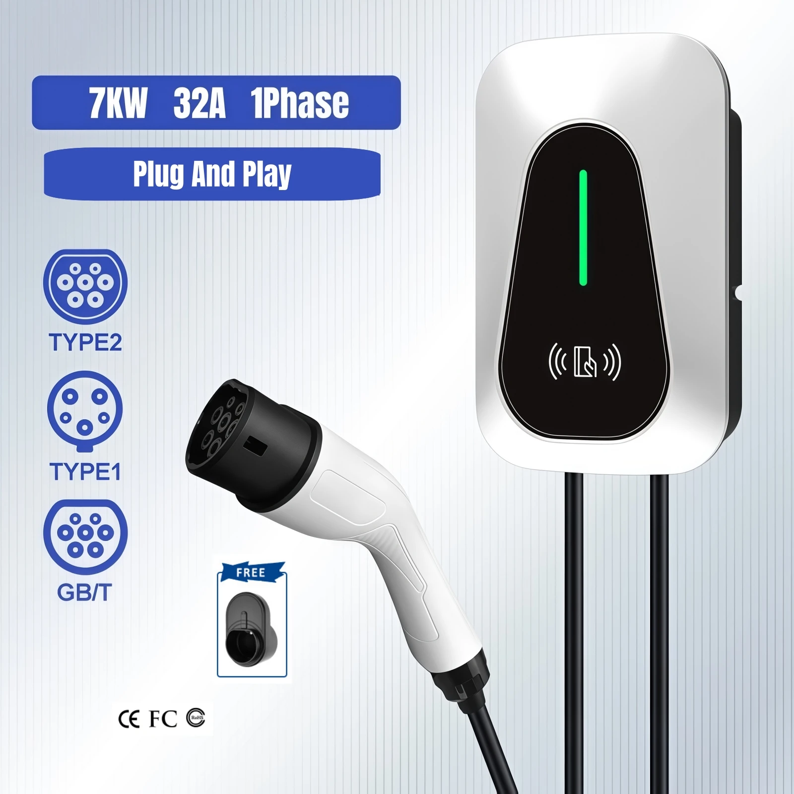 Type2 EV Charging Station 7KW Electric Vehicle Charger Type 1 GBT EV Chargers 32A 1Phase Wallbox Type 2 IEC62196 J1772 GB/T
Type2 EV Charging Station 7KW Electric Vehicle Charger Type 1 GBT EV Chargers 32A 1Phase Wallbox Type 2 IEC62196 J1772 GB/T