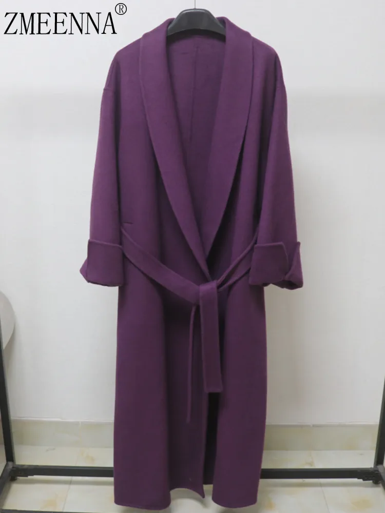 ZMEENNA женское роскошное фиолетовое шерстяное пальто макси с запахом, длинный ремень с завязками, свободный крой, зимний теплый плащ ZM4722
ZMEENNA женское роскошное фиолетовое шерстяное пальто макси с запахом, длинный ремень с завязками, свободный крой, зимний теплый плащ ZM4722