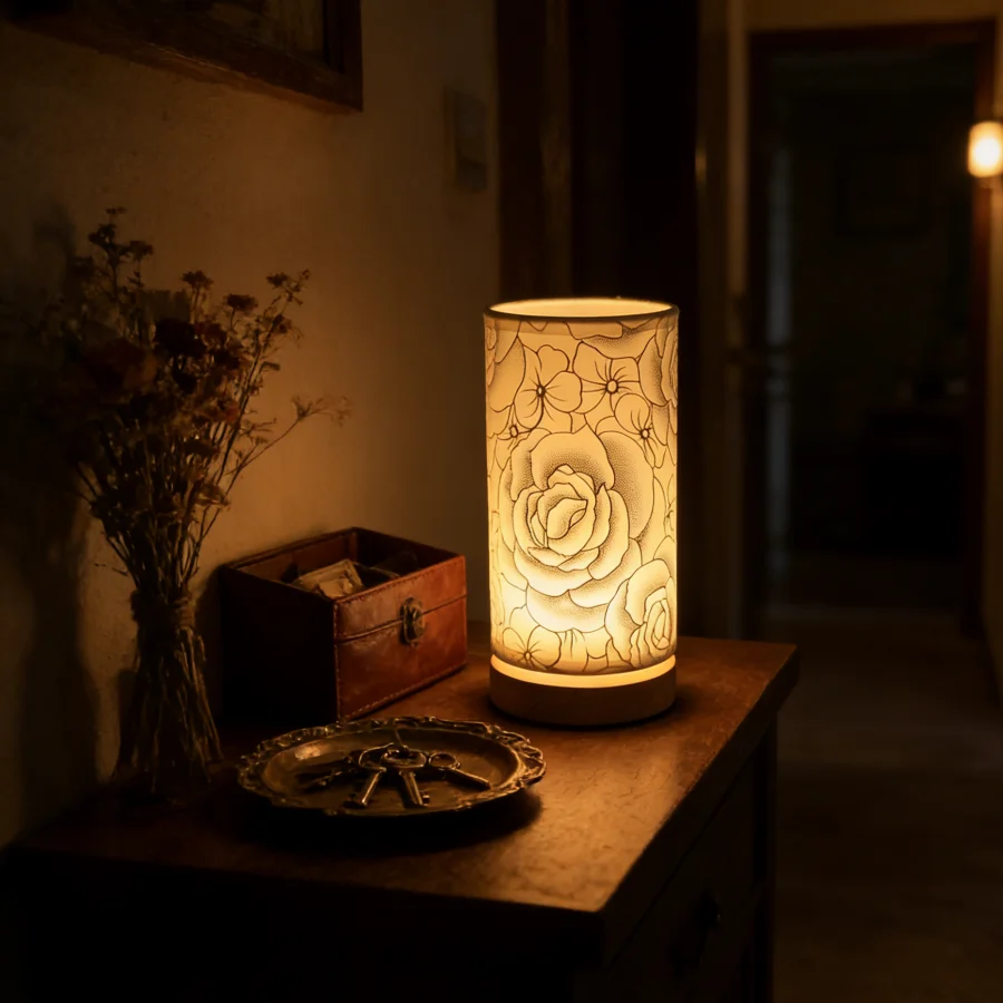 1PC Minimalist Cylinder Table Lamp Floral Rose Pattern Warm Glow Bedside Lamp for Dorm Office
1PC Minimalist Cylinder Table Lamp Floral Rose Pattern Warm Glow Bedside Lamp for Dorm Office