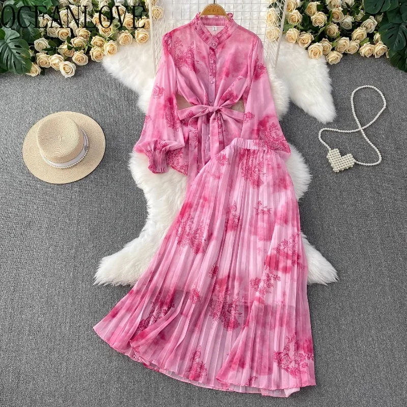 OCEANLOVE Two Pieces Sets Women Outfits Spring Summer Print Chinese Style Blouses Skirts Set Elegant Conjunto Femenino
OCEANLOVE Two Pieces Sets Women Outfits Spring Summer Print Chinese Style Blouses Skirts Set Elegant Conjunto Femenino