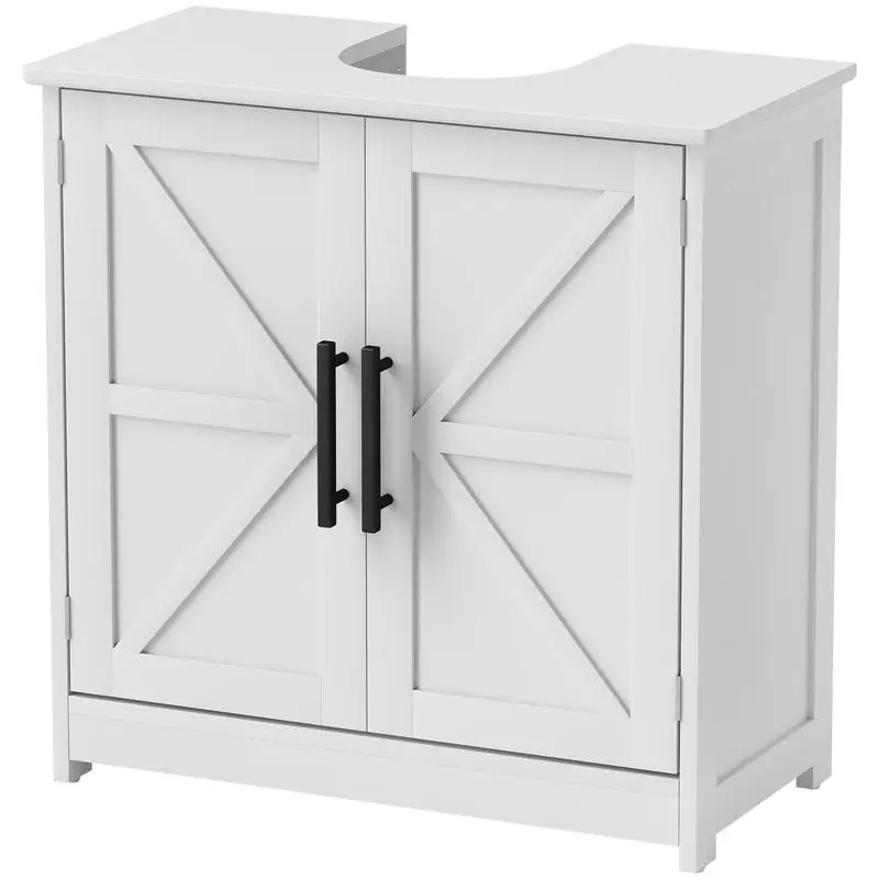 HOMCOM Farmhouse Pedestal Sink Storage Cabinet, Bathroom Sink Cabinet with 2 Barn Doors and Adjustable Shelf, White
HOMCOM Farmhouse Pedestal Sink Storage Cabinet, Bathroom Sink Cabinet with 2 Barn Doors and Adjustable Shelf, White