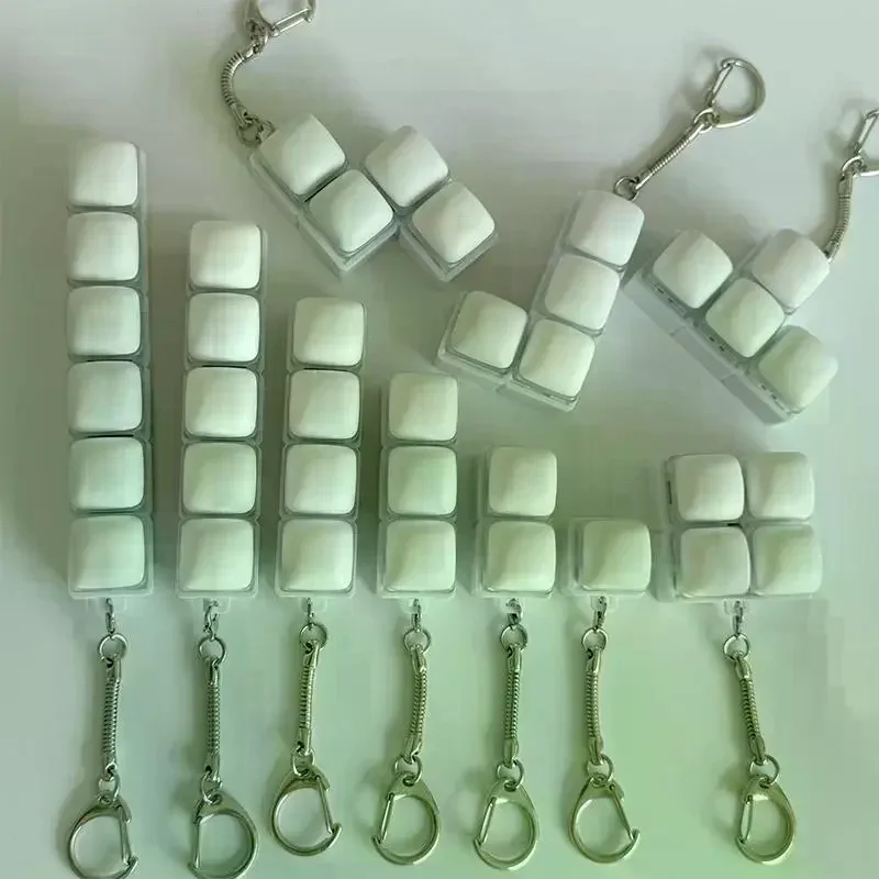 White Bread Design Fidget Keychain Keys Button Keycap Finger Keyboard Cap Relief Stress Steamed Bread Button Keycap Keychain