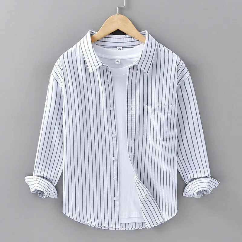 Men's Striped Long Sve Cotton irt Comfortable Loose Fit Casual Sle Autumn Outerwear Versatile irt Youth Faion
Men's Striped Long Sve Cotton irt Comfortable Loose Fit Casual Sle Autumn Outerwear Versatile irt Youth Faion