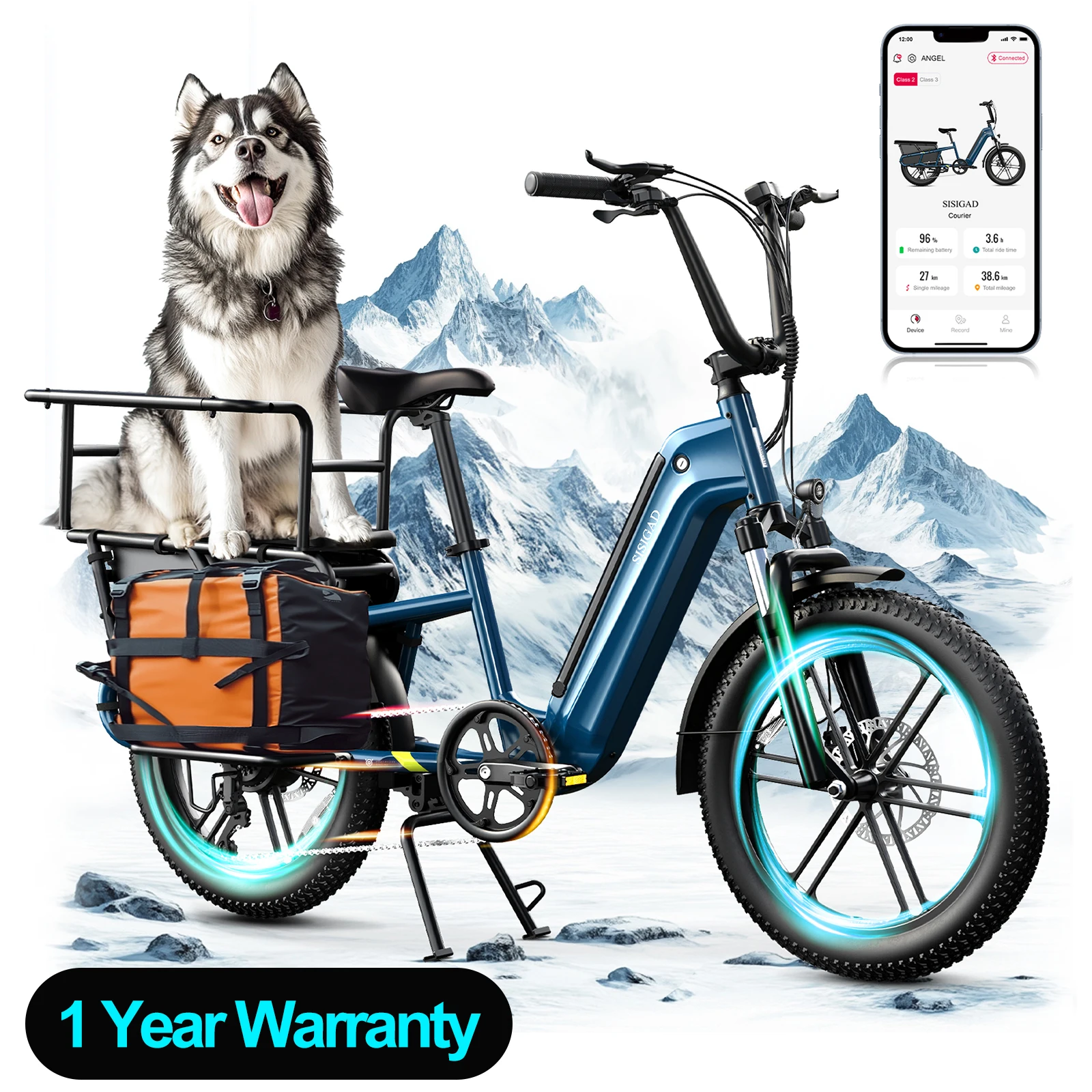 SISIGAD K008 Electric Bike 1500W motor, 28MPH speed, 80-mile range, 20" fat tires, 7-speed cargo e-bike.
SISIGAD K008 Electric Bike 1500W motor, 28MPH speed, 80-mile range, 20" fat tires, 7-speed cargo e-bike.