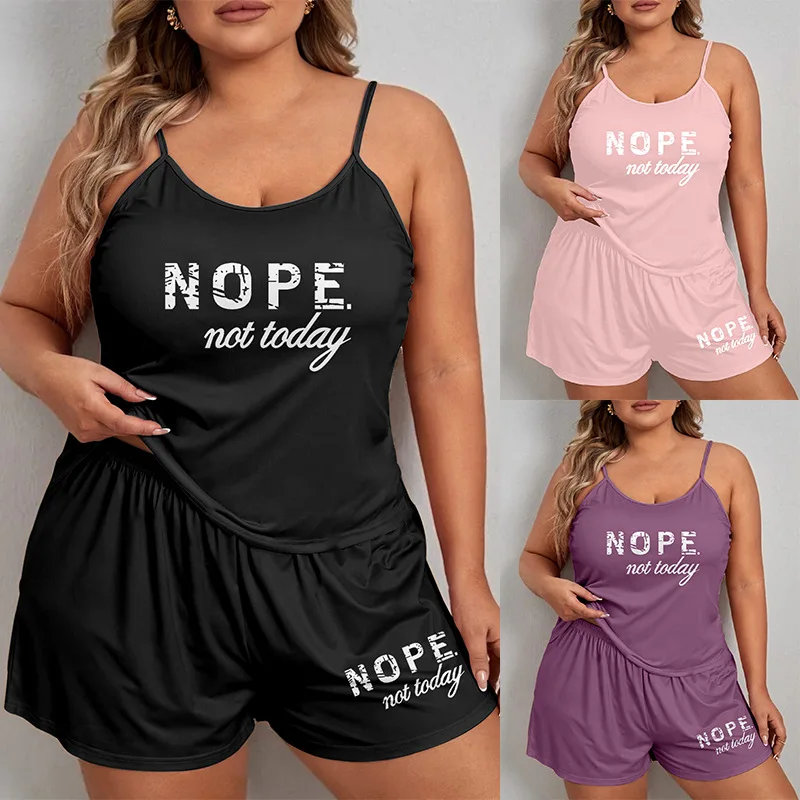 Plus Size Women's Letter Print Pajamas Sleeveless Camisole and Shorts Casual Loungewear Pajamas
Plus Size Women's Letter Print Pajamas Sleeveless Camisole and Shorts Casual Loungewear Pajamas