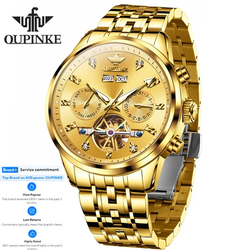 OUPINKE 3248 Men Watches Multifunctional Chronography Sapphire Crystal Automatic Mechanical Wristwatch for Men
OUPINKE 3248 Men Watches Multifunctional Chronography Sapphire Crystal Automatic Mechanical Wristwatch for Men