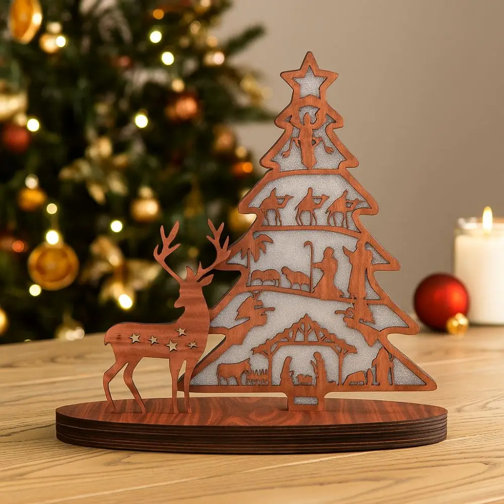 Wooden Christmas Tree Shape Ornaments Luminous Design New Year Easter Ativity Advent Scene Decor Handcrafted Elk Tabletop Decor
Wooden Christmas Tree Shape Ornaments Luminous Design New Year Easter Ativity Advent Scene Decor Handcrafted Elk Tabletop Decor