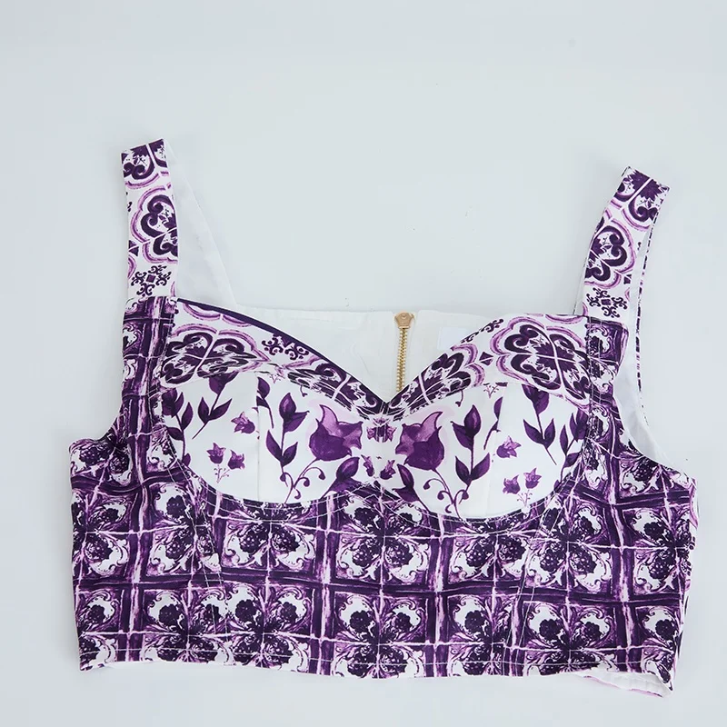 Summer Beach Printed 2 Pieces Set Women's Sexy Chest Padded Short Crop Tops+A-Line Pleated Long Skirt Suit Holiday Skirt Set
Summer Beach Printed 2 Pieces Set Women's Sexy Chest Padded Short Crop Tops+A-Line Pleated Long Skirt Suit Holiday Skirt Set