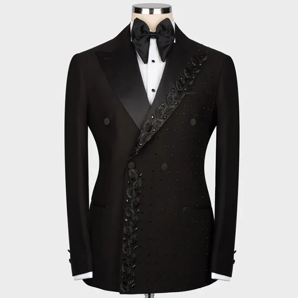 Luxury Mens Suits For Wedding Handmade Beaded Notch Lapel Double Breasted Jacket Pants 2 Pieces Groom Tuxedos Custom Made Coat
Luxury Mens Suits For Wedding Handmade Beaded Notch Lapel Double Breasted Jacket Pants 2 Pieces Groom Tuxedos Custom Made Coat