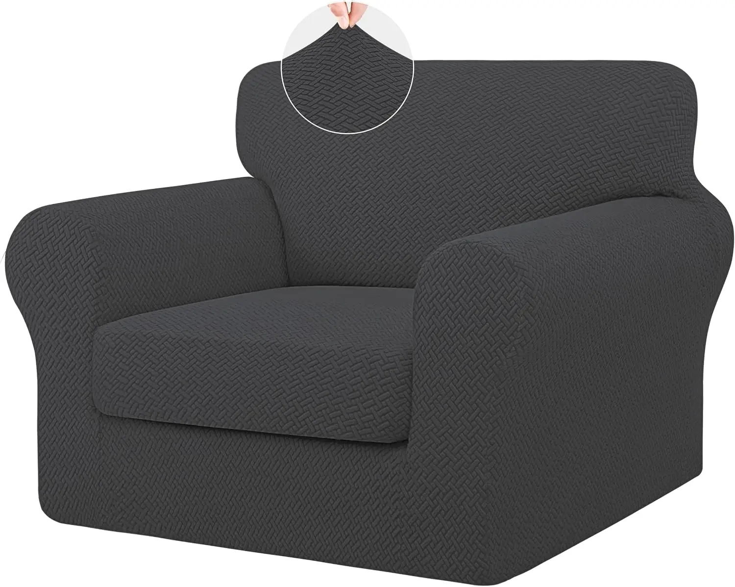 2 Pieces High Stretch Thicken Chair Couch Covers, Soft Sofa Slipcover For 1 Separate Cushion Couch, Jacquard Fabric Elastic 
2 Pieces High Stretch Thicken Chair Couch Covers, Soft Sofa Slipcover For 1 Separate Cushion Couch, Jacquard Fabric Elastic