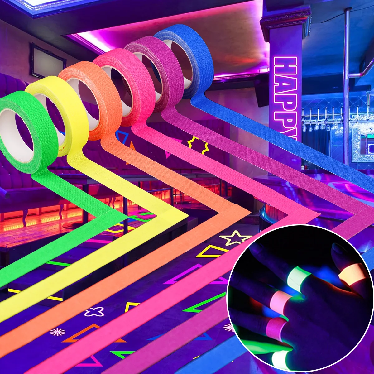 Neon Gaffer Cloth Tape Fluorescent UV Blacklight Glow-in-the-Dark Tape For UV Party Material Hand Account
Neon Gaffer Cloth Tape Fluorescent UV Blacklight Glow-in-the-Dark Tape For UV Party Material Hand Account