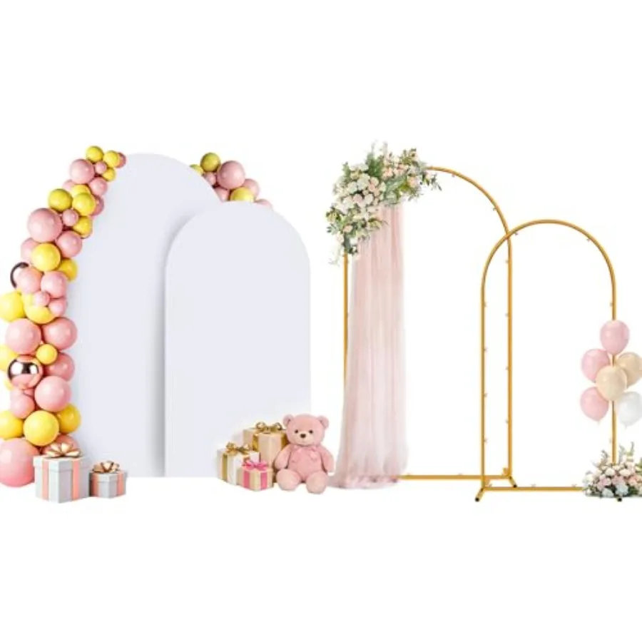 Arch Backdrop Stand and Cover Set of 2 Wedding Metal Arch Stand with Arch Cover White 7.2FT, 6FT for Wedding Party Bridal Baby
Arch Backdrop Stand and Cover Set of 2 Wedding Metal Arch Stand with Arch Cover White 7.2FT, 6FT for Wedding Party Bridal Baby
