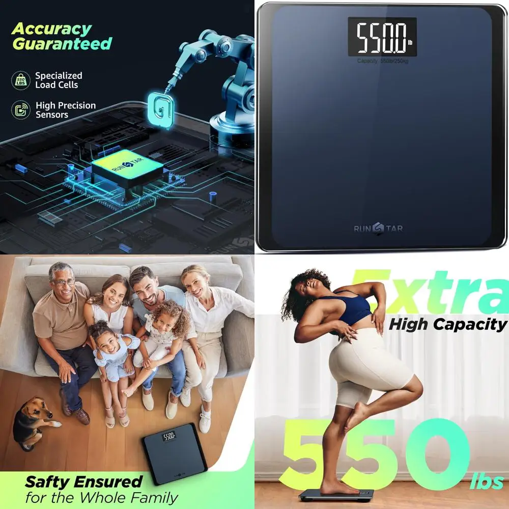 Ultra-Wide Platform Digital Bathroom Scale: High Precision, 550lb Capacity with Large LCD Display
Ultra-Wide Platform Digital Bathroom Scale: High Precision, 550lb Capacity with Large LCD Display