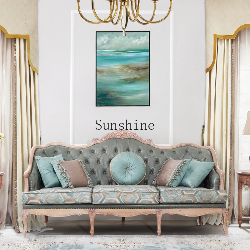 French luxury leather art three-person neoclassical solid wood hand-carved sofa
French luxury leather art three-person neoclassical solid wood hand-carved sofa