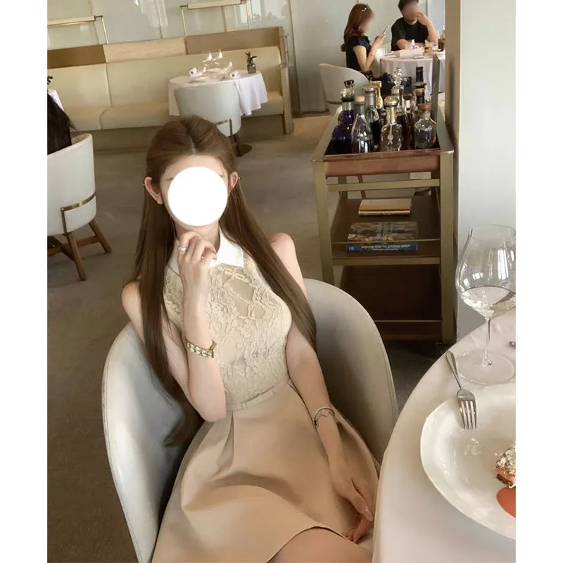 Chic Lace Short Dress Women's Cotton Flip Collar Dress Pinkish Nude Youthful A-Line Skirt Summer Casual Elegant Female Garment
Chic Lace Short Dress Women's Cotton Flip Collar Dress Pinkish Nude Youthful A-Line Skirt Summer Casual Elegant Female Garment