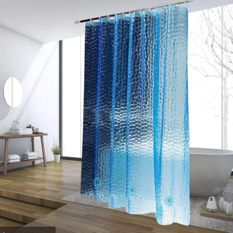 Blue Shower Curtain Liner, 100% Waterproof EVA 3D Shower Curtains with 3 Duty Heavy Bottom Magnets and 12 Rust Proof Grommets,
Blue Shower Curtain Liner, 100% Waterproof EVA 3D Shower Curtains with 3 Duty Heavy Bottom Magnets and 12 Rust Proof Grommets,