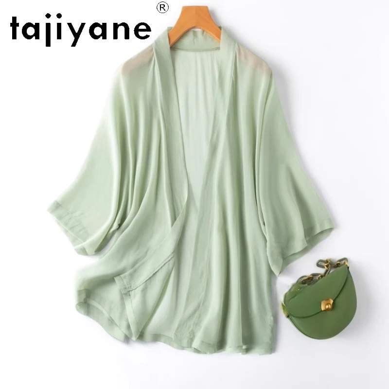 TAJIYANE 100% Mulberry Silk Blouse Elegant Loose Silk Cardigan Batwing Sleeves Shawl Coat Summer Tops 2025 Ladies Clothes Блузка
TAJIYANE 100% Mulberry Silk Blouse Elegant Loose Silk Cardigan Batwing Sleeves Shawl Coat Summer Tops 2025 Ladies Clothes Блузка