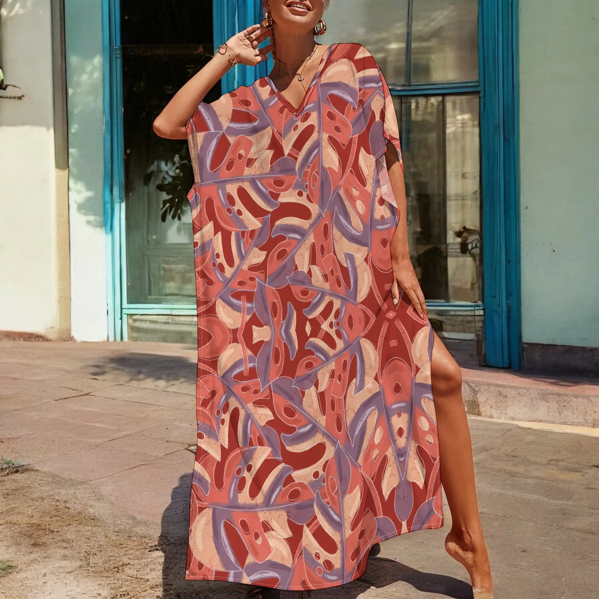 Boho Tropical Flowers Graphics Maxi Dress Short Sleeve V Neck Casual Loose Long Beach Split Dresses
Boho Tropical Flowers Graphics Maxi Dress Short Sleeve V Neck Casual Loose Long Beach Split Dresses
